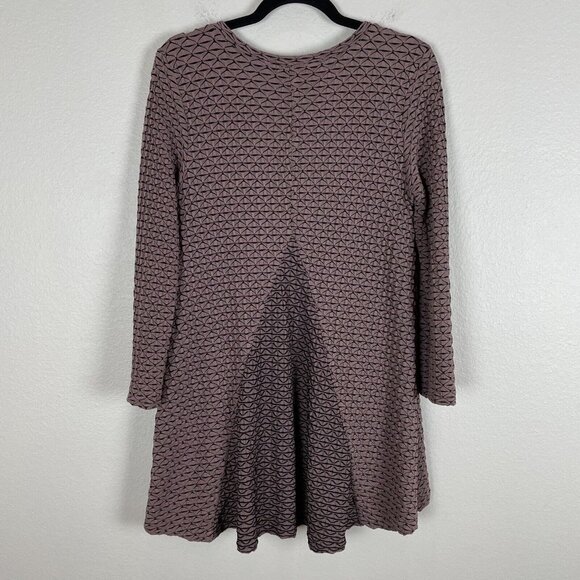 Habitat Womens Small Brown Textured Tunic Top Long Sleeve V Neck Shirt Stretch - Picture 12 of 15